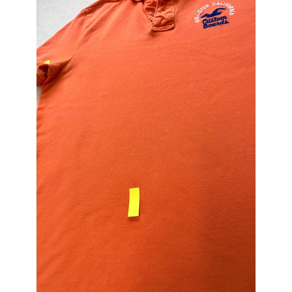 Y2K Hollister Polo Shirt Custom Boards Logo Orange Mens sz L Embroidered 2000's - Picture 15 of 16
